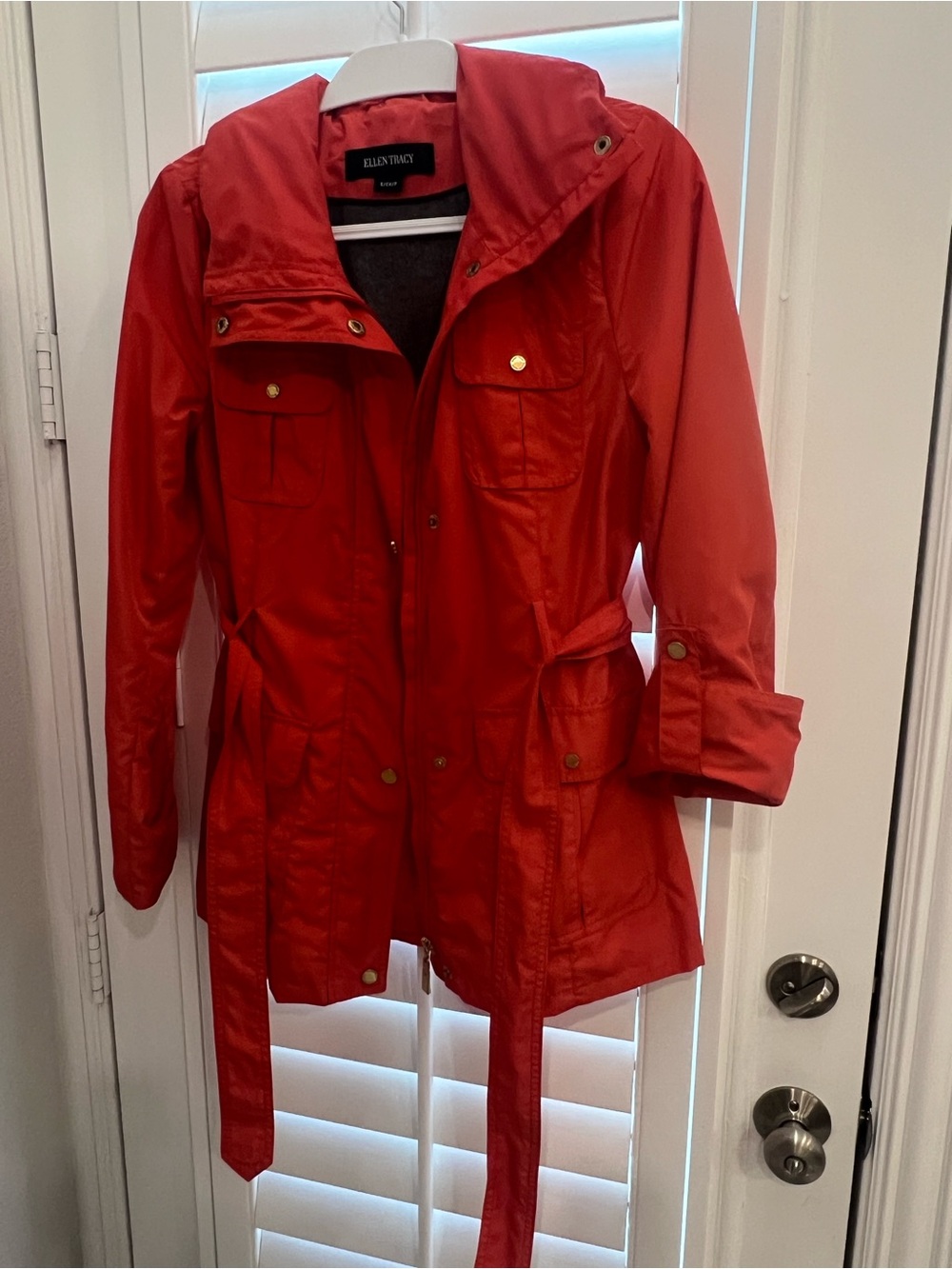 Ellen Tracy Red Utility Anorak with Belt